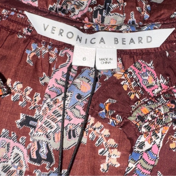 NWT women’s VERONICA BEARD paisley Hopkins Printed Long Sleeve Ruffle Blouse sz6 - Picture 6 of 10
